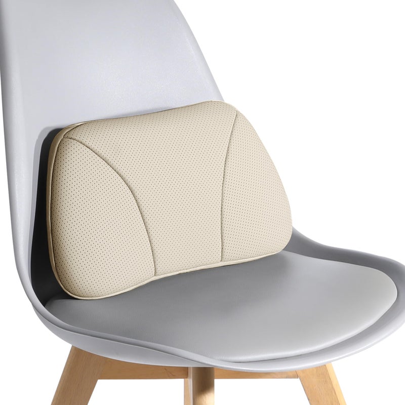 POKSRI Genuine Leather Lumbar Support PillowBack Pain Relief Cushionfits Tightly Around WaistReal CowhideMemory Foamfit Car DriveOffice ChairRest seatImprove PosturePortable155Lx 87H - Image 2