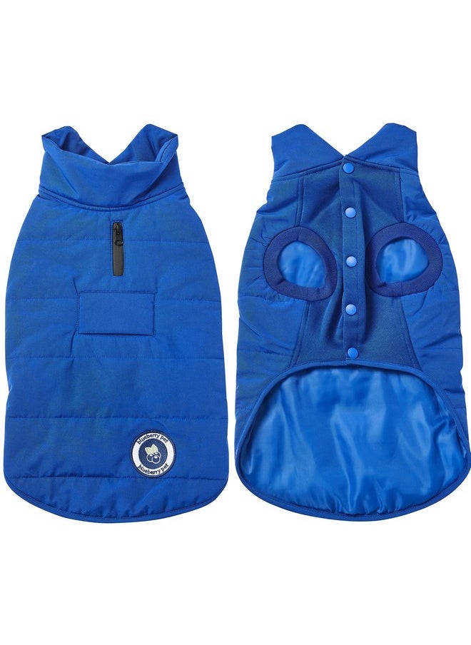 Blueberry Pet - Blueberry Pet Cozy Windproof Dog Coats - Navy Blue Winter Dog Jacket, Quilted Dog Coat for Medium Dogs, Award-Winning Dog Winter Coat, Dog Jackets with Leash Hole, Dog Accessories, Size 14" - Image 1