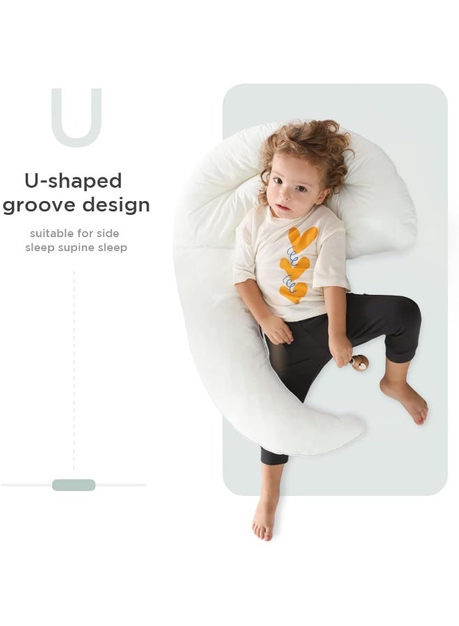 CHOC CHICK Choc chick Curve Long Body Pillow for Toddler,34x28 Inches Moon Shape Soft Child Hug Kids Sleep Pillow,100% Organic  - Image 3