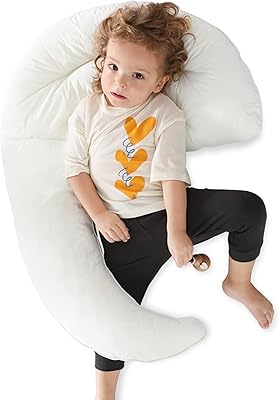 CHOC CHICK Choc chick Curve Long Body Pillow for Toddler,34x28 Inches Moon Shape Soft Child Hug Kids Sleep Pillow,100% Organic  - Image 1