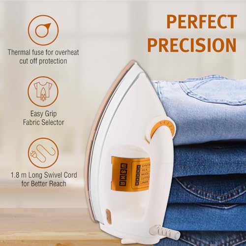 Usha EI 3710 Heavy Weight 1000-Watt Dry Iron, 1.75 Kg(White) - Image 4