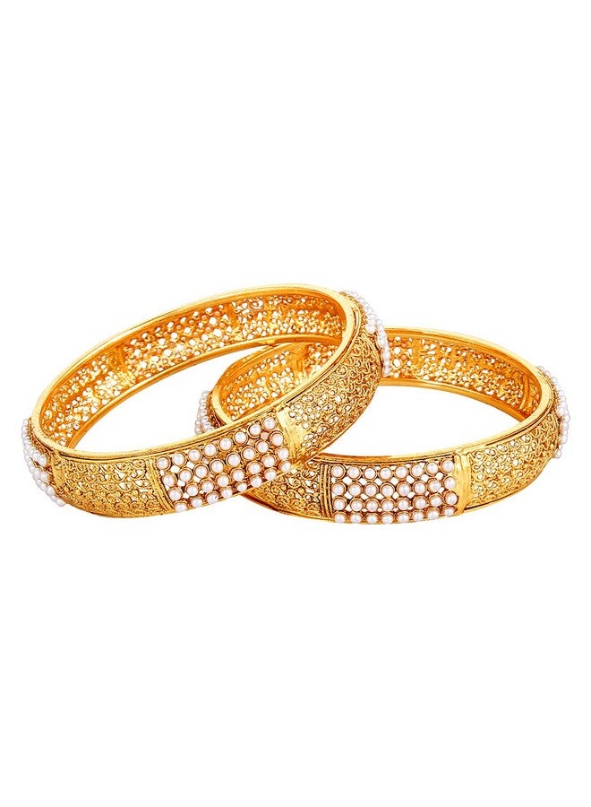 YouBella Designer Gold Plated Jewellery Pearl Studded Bangles for Women and Girls (2.8) - Image 2
