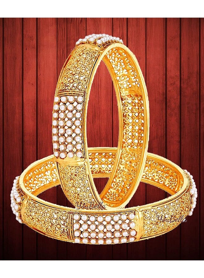 YouBella Designer Gold Plated Jewellery Pearl Studded Bangles for Women and Girls (2.8) - Image 5