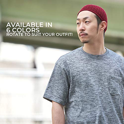 Charm 100% Cotton Skull Caps for Men, Knit Kufi Hat for Muslim Prayer, Women's Mesh Crochet Beanie, Ideal Head Wear During Summer Black - Image 5