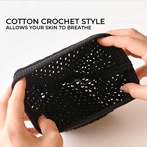 Charm 100% Cotton Skull Caps for Men, Knit Kufi Hat for Muslim Prayer, Women's Mesh Crochet Beanie, Ideal Head Wear During Summer Black - Image 3