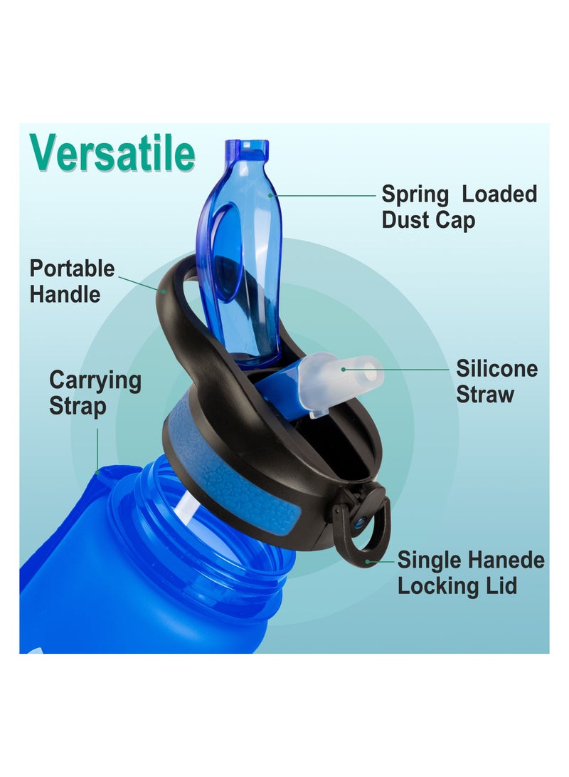 Sports Water Bottle 1L with Motivational Time Marker and Straw Strainer Tritan Plastic BPA Free Leak Proof Bottles for kids Fitness Gym Office School Outdoor Sport and Exercise - Image 4
