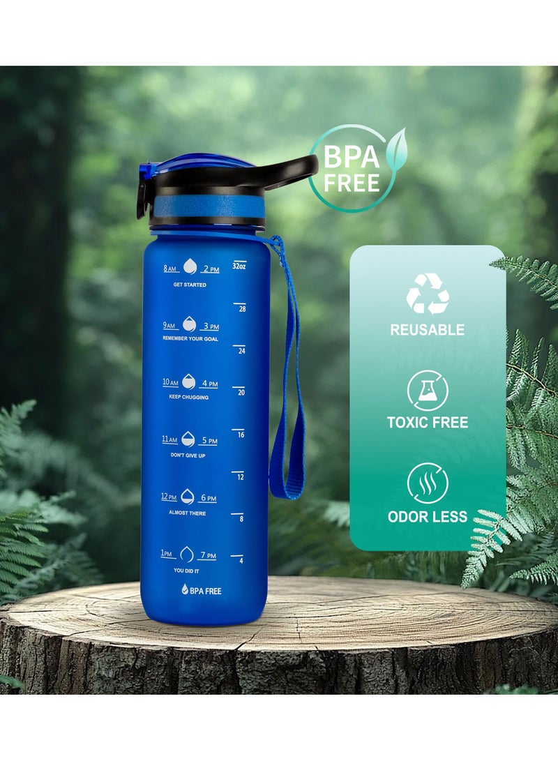 Sports Water Bottle 1L with Motivational Time Marker and Straw Strainer Tritan Plastic BPA Free Leak Proof Bottles for kids Fitness Gym Office School Outdoor Sport and Exercise - Image 5