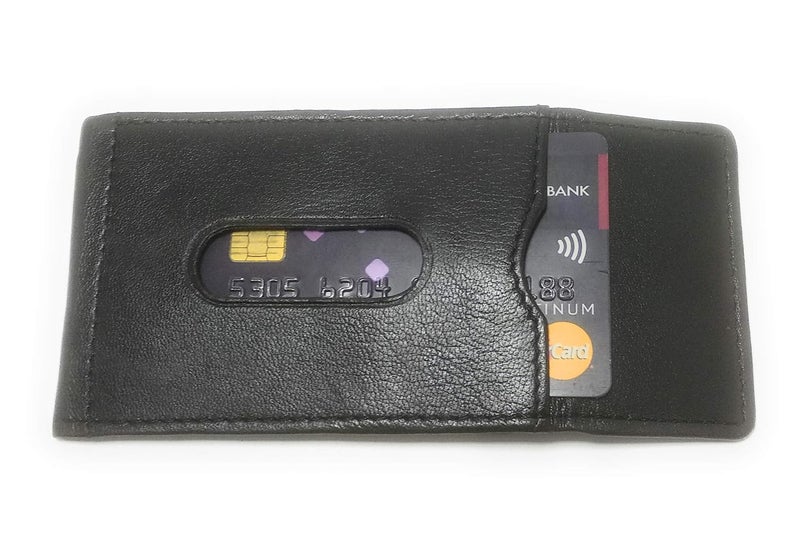 Shopfork محفظة نقود جلدية سوداء مع مشبك، حامل بطاقات بسيط للرجال - Image 4