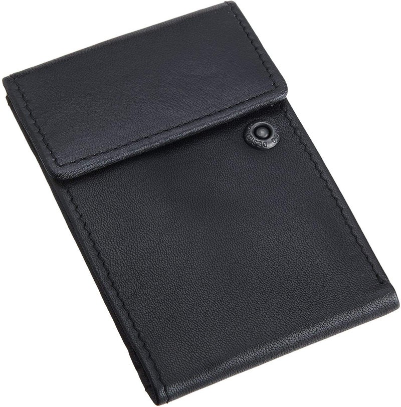 Shopfork محفظة نقود جلدية سوداء مع مشبك، حامل بطاقات بسيط للرجال - Image 1