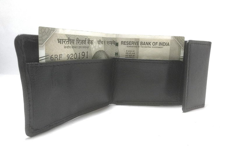 Shopfork محفظة نقود جلدية سوداء مع مشبك، حامل بطاقات بسيط للرجال - Image 5