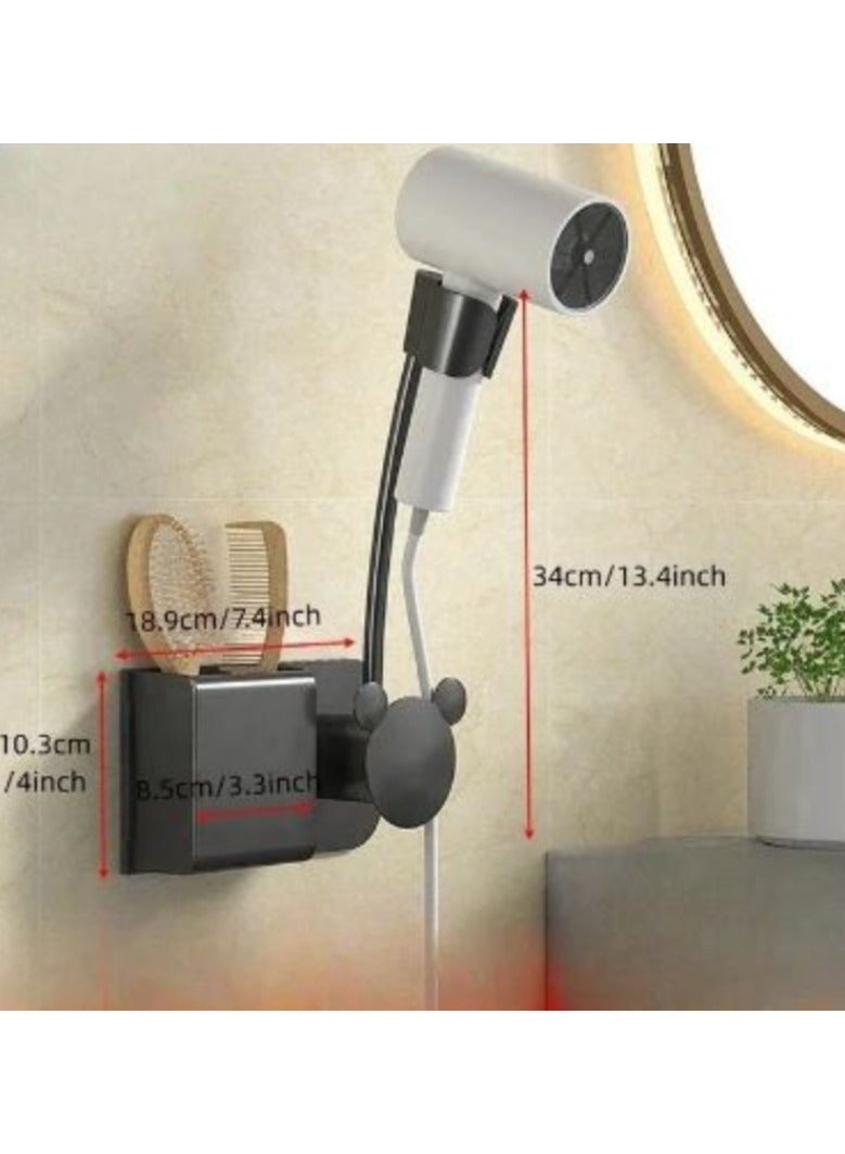 AROAQ Bathroom Shelf On The Wall No Drilling Multifunctional Storage Shelves Bathroom Organizer Hair Dryer Holder Toilet Cradle - Image 1