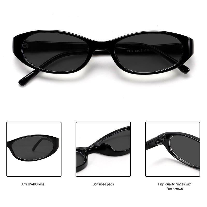 GUVIVI Retro Oval Sunglasses for Women 2026 90s Small Chic Cat Eye Sun Glasses Sunnies Lightweight Shades - Image 4