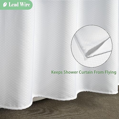 UFRIDAY Waffle Weave Fabric Shower Curtain with Mesh Window, Heavy Duty Decorative Bathroom Curtain with White Pique Pattern, Spa-Like Hotel Luxury, Water-Repellent,54x 78Inches - Image 4