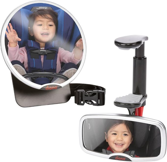 Diono Baby Car Mirror 2 Pack Includes Safety Car Seat Mirror for Rear Facing Infant See Me Too Rear View Baby Mirror Both Fully Adjustable with Wide Crystal Clear View Shatterproof Crash Tested