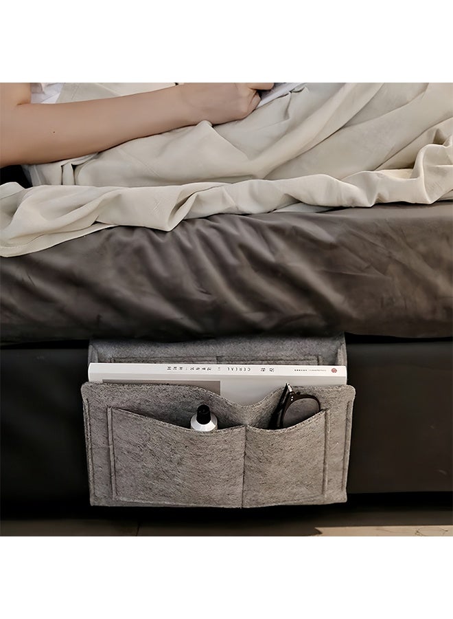 GNAFOTU Felt Bedside Storage Hanging, Pockets Bunk Bed Storage Bag Bedside Organizer Caddy For Room, Grey - Image 2