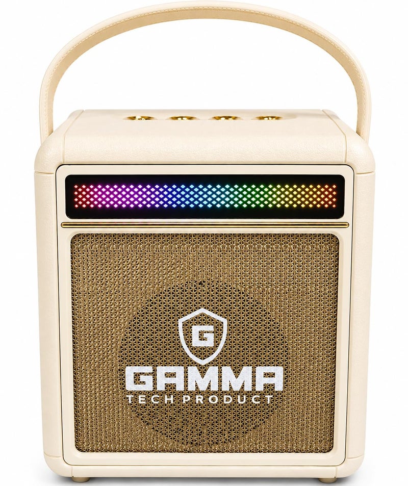 GT-715 Portable Wireless Speaker, 20W Stereo Sound, Bluetooth Audio Streaming, RGB Lighting, USB, TF Card & AUX Playback, 2400mAh Rechargeable Battery, Carry Handle – Beige. - Image 1