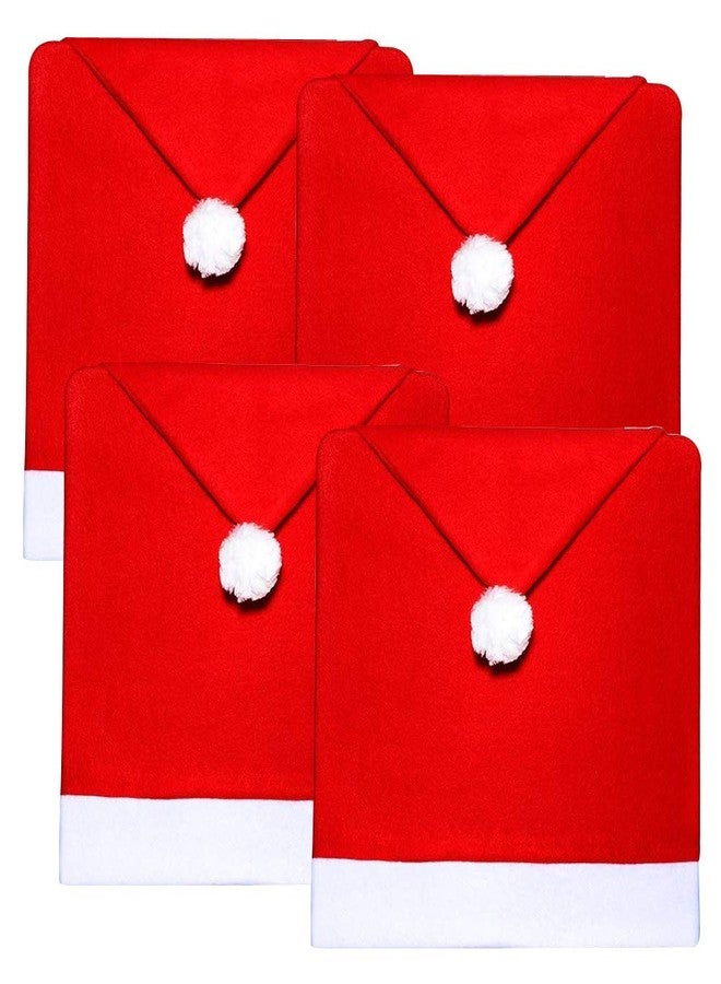 ترايدربلس أغطية كراسي عيد الميلاد من Traderplus، 4 قطع، مزينة بقبعة بابا نويل، مثالية لعطلة عيد الميلاد - Image 1