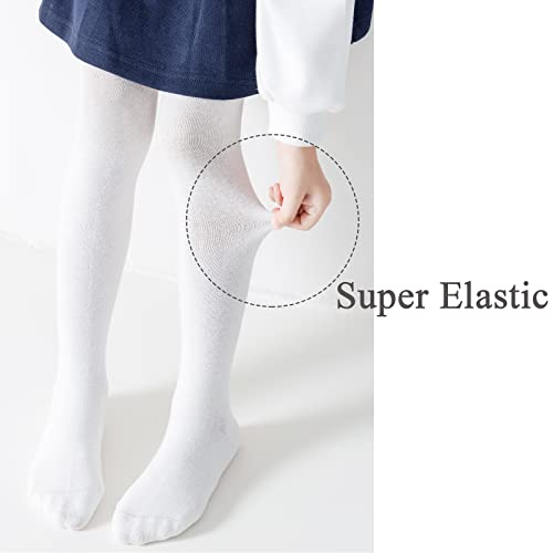 hakugoo Girls Tights Toddler Seamless Plain Leggings Stockings 2 Pack Cotton Pantyhose Pants for Kids Girls (Ivory, 6-8 Years) - Image 2
