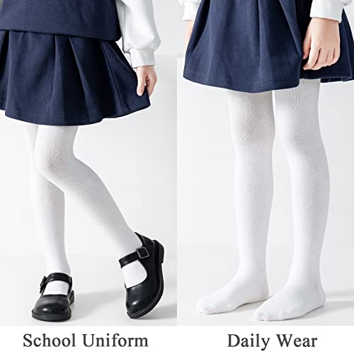 hakugoo Girls Tights Toddler Seamless Plain Leggings Stockings 2 Pack Cotton Pantyhose Pants for Kids Girls (Ivory, 6-8 Years) - Image 3