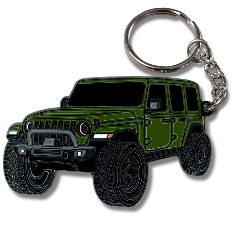 FOUR WHEEL BEAST Jeep Wrangler Keychain - Officially Licensed Jeep Rubicon Accessories JL Key Chain JKU 2024 2023 (Green) - Image 1