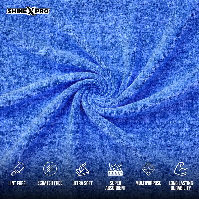shinexpro Microfiber Car Cleaning Cloth - All Purpose 300 GSM Microfiber Terry - 4Pcs - 40x40 cm - Microfiber Cloth for Car and Bike - Multipurpose for Washing Cleaning Polishing & Drying - Image 3