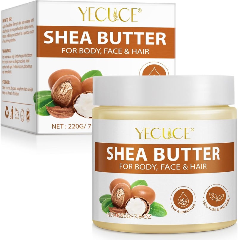 Organic Shea Butter 100 Pure African Shea Butter for Hair and Body Nourishes Soothes and Softens Dry Skin for Skin Hair Lip Balms Body Butters Moisturiser 220g