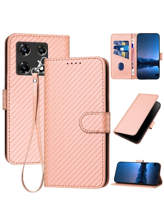 Zaboon Case For Infinix Note 30 Pro YX0070 Carbon Fiber Buckle Leather Phone Case with Lanyard - Image 1