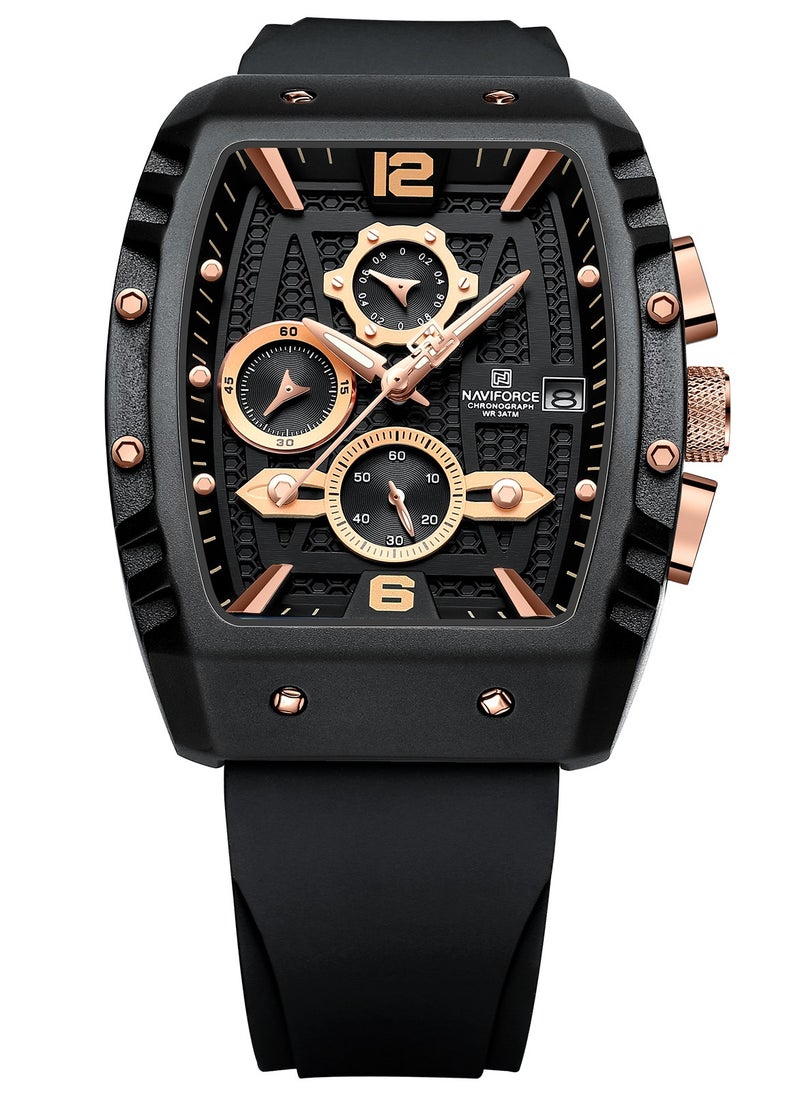 NAVIFORCE New Fumed Silica Band Analog Chronograph Wrist Watch For Men NF8025 B/RG/B  - Image 4