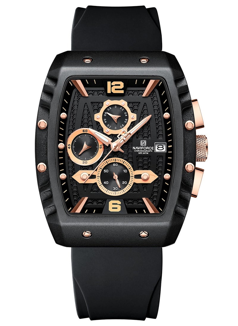 NAVIFORCE New Fumed Silica Band Analog Chronograph Wrist Watch For Men NF8025 B/RG/B  - Image 2