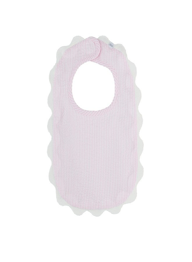 Mud Pie Children's Pink Seersucker Scallop Bib; One Size Fits Most
