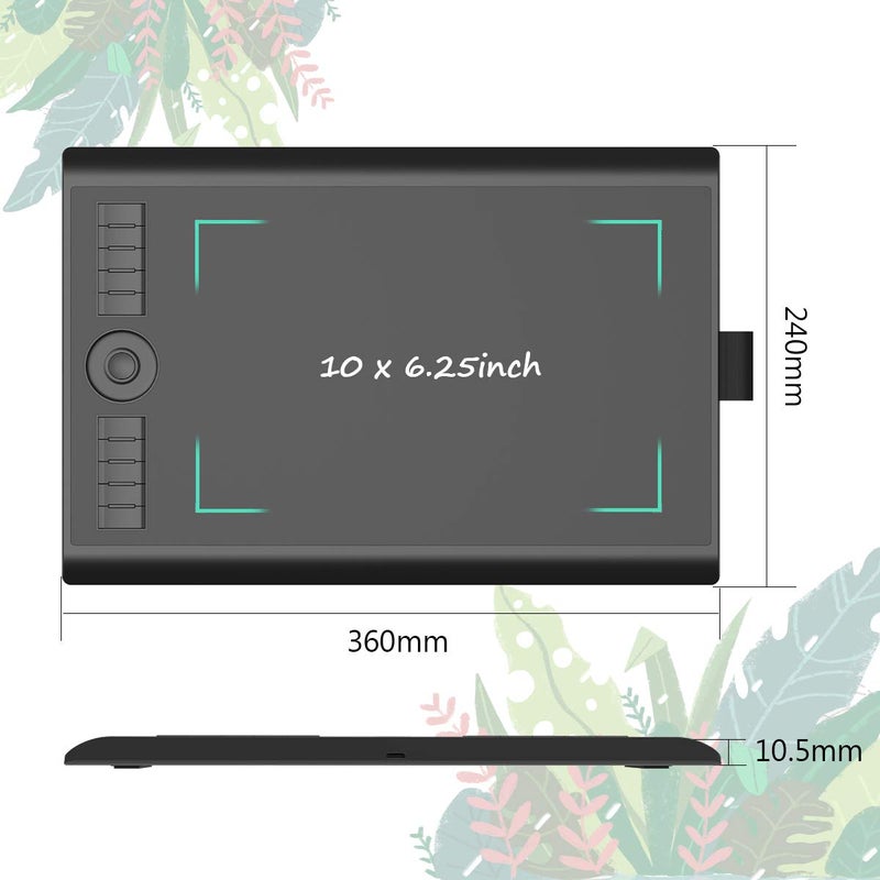 GAOMON M10K PRO Drawing Tablet 10 x 6.25 inches Large Graphic Pad, Digital Art Tablet Supports Tilt & Radial Function with 10 Shortcut Keys, Battery-Free Stylus, Work with Mac, Windows & Android,Black - Image 5