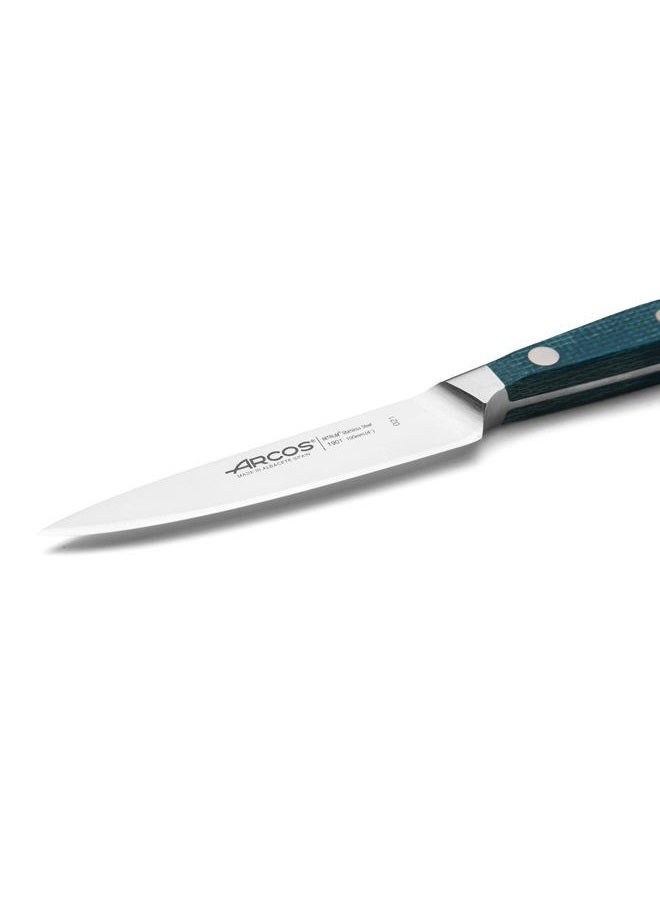 Arcos Paring Knife Stainless Steel Size 4 Inch. Impress and Amaze with Every Cut. Professional Micarta Handle & Special Silk Edge and Silver Blade 100 mm Series Brooklyn. Blue Color. - Image 3