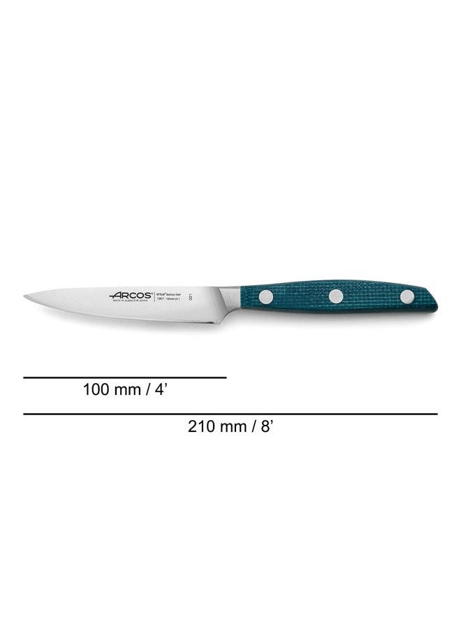Arcos Paring Knife Stainless Steel Size 4 Inch. Impress and Amaze with Every Cut. Professional Micarta Handle & Special Silk Edge and Silver Blade 100 mm Series Brooklyn. Blue Color. - Image 2