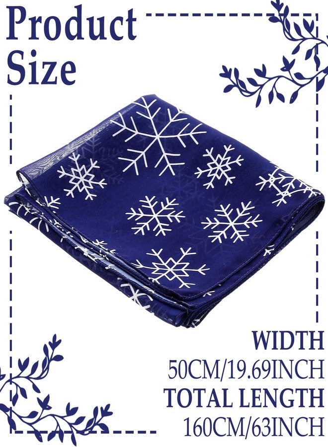 Mindsoft Winter Navy Snowflake Scarf Wrapped Fall Winter Soft Lightweight Holiday Sheer Infinity White Snowflake Gift Scarf for Women Girls - Image 3