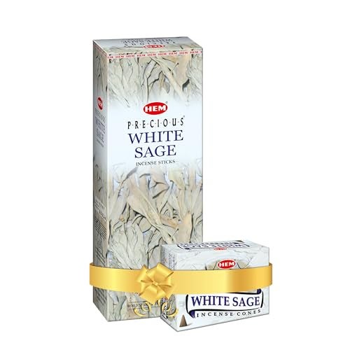 Hem White Sage Combo: Incense Sticks + Incense Cones | Agarbatti for Prayers, Meditation, Freshness & Home Cleansing | Pooja Room Items for Home | Burning Time: 35-40 mins (Sticks), 25-30 mins (Cones) - Image 1