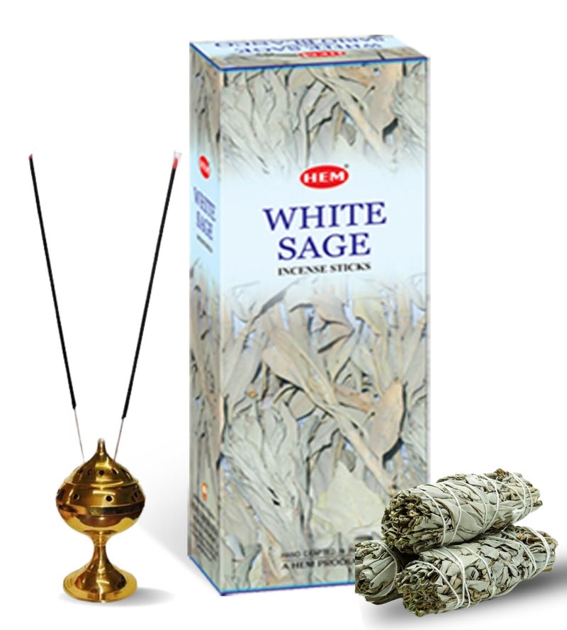 Hem White Sage Combo: Incense Sticks + Incense Cones | Agarbatti for Prayers, Meditation, Freshness & Home Cleansing | Pooja Room Items for Home | Burning Time: 35-40 mins (Sticks), 25-30 mins (Cones) - Image 2