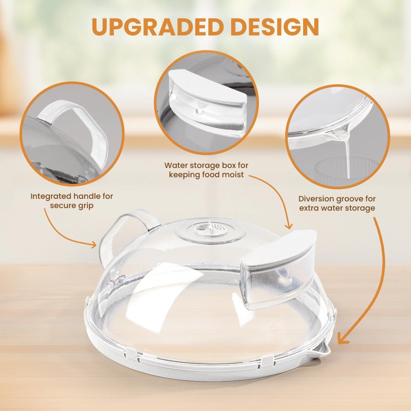 Gracenal Microwave Food Cover, 10 Inch Microwave Splatter Cover with Water Steamer and Integrated Handle, Clear Splatter Guard Microwave Cover for Food, White Cookware Lid Gifts for Mom - Image 4