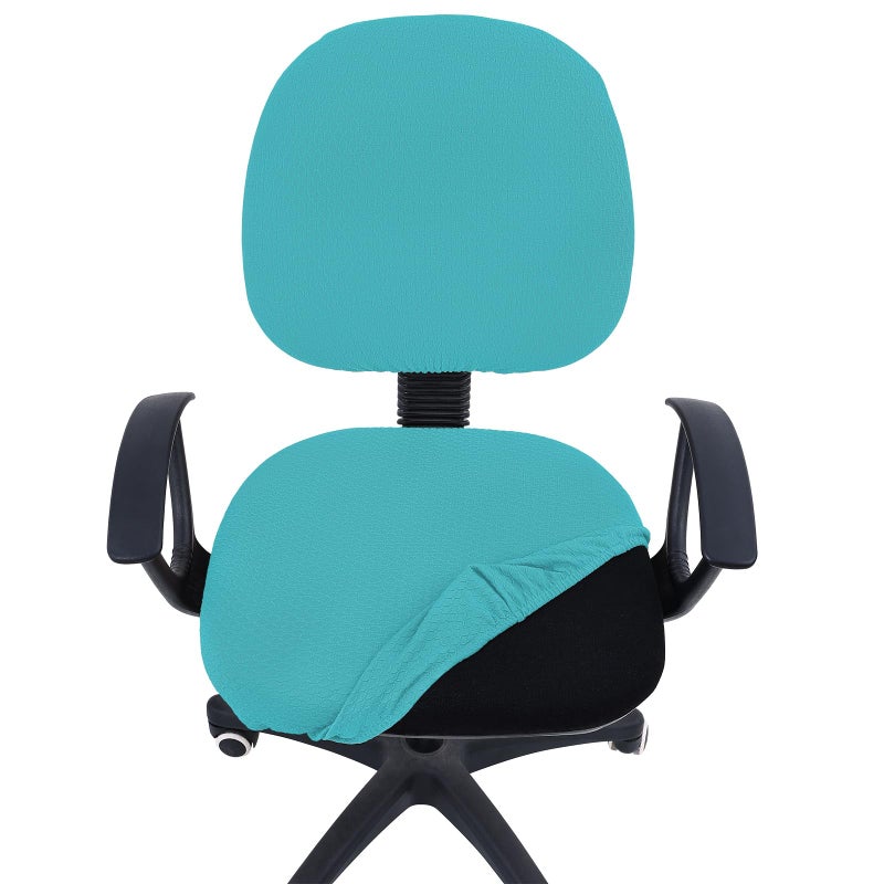 Smiry Stretch Jacquard Office Computer Chair Covers, Removable Washable Universal Desk Rotating Chair Slipcovers Protector, Seat + Backrest Cover, Aqua - Image 4