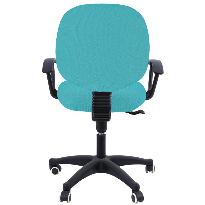 Smiry Stretch Jacquard Office Computer Chair Covers, Removable Washable Universal Desk Rotating Chair Slipcovers Protector, Seat + Backrest Cover, Aqua - Image 3