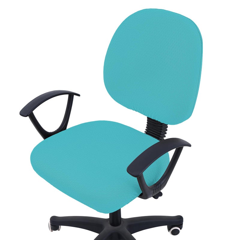 Smiry Stretch Jacquard Office Computer Chair Covers, Removable Washable Universal Desk Rotating Chair Slipcovers Protector, Seat + Backrest Cover, Aqua - Image 1