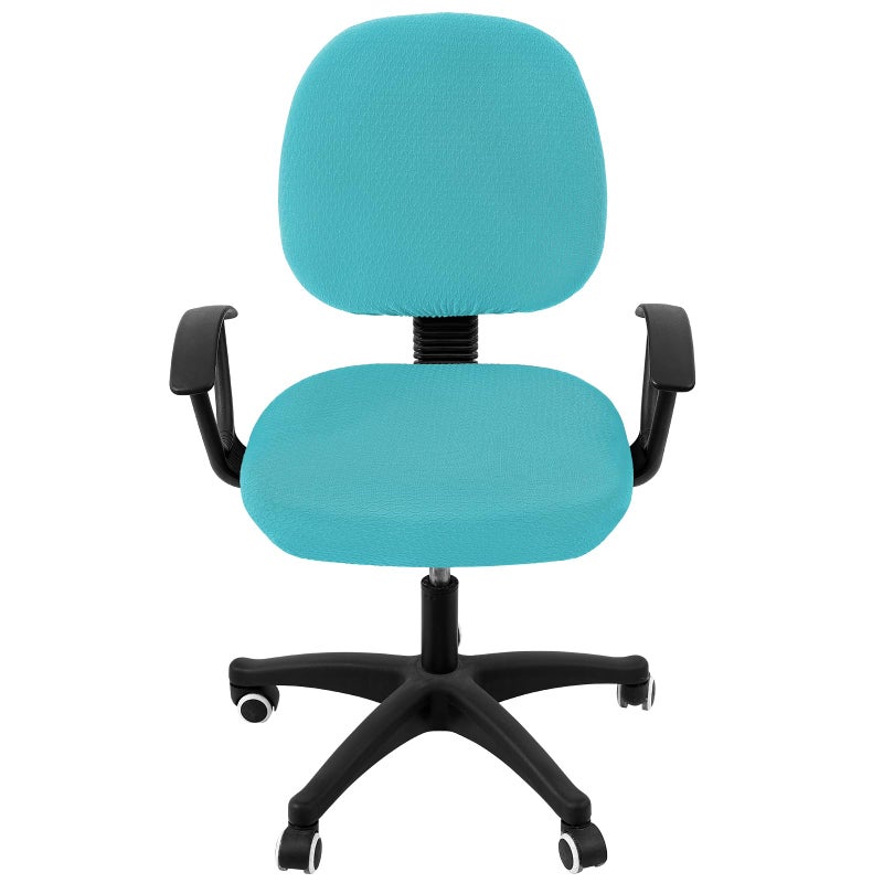 Smiry Stretch Jacquard Office Computer Chair Covers, Removable Washable Universal Desk Rotating Chair Slipcovers Protector, Seat + Backrest Cover, Aqua - Image 2