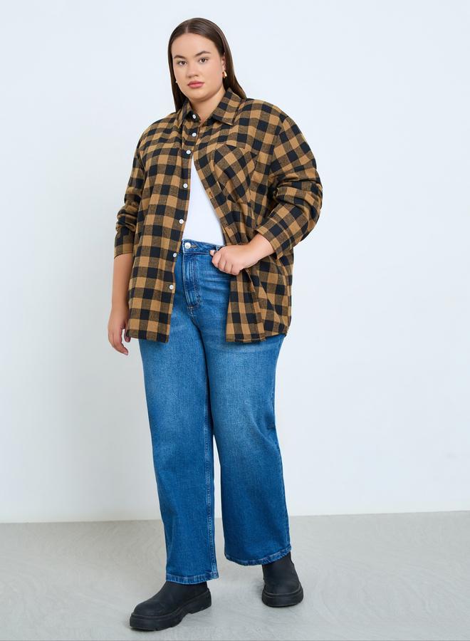 Styli Plus Size Plaid Flannel Oversized Shirt - Image 2