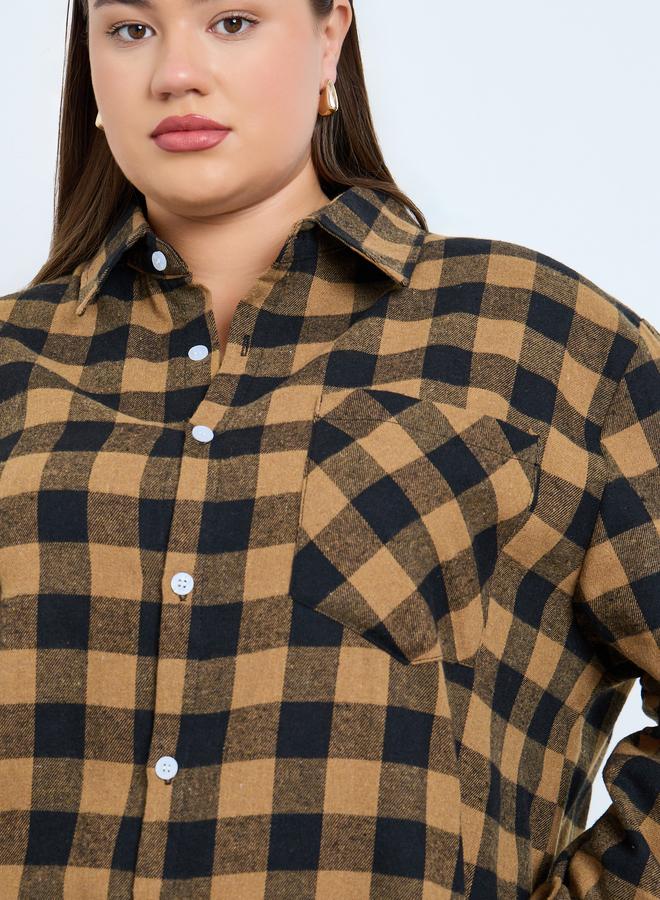 Styli Plus Size Plaid Flannel Oversized Shirt - Image 4