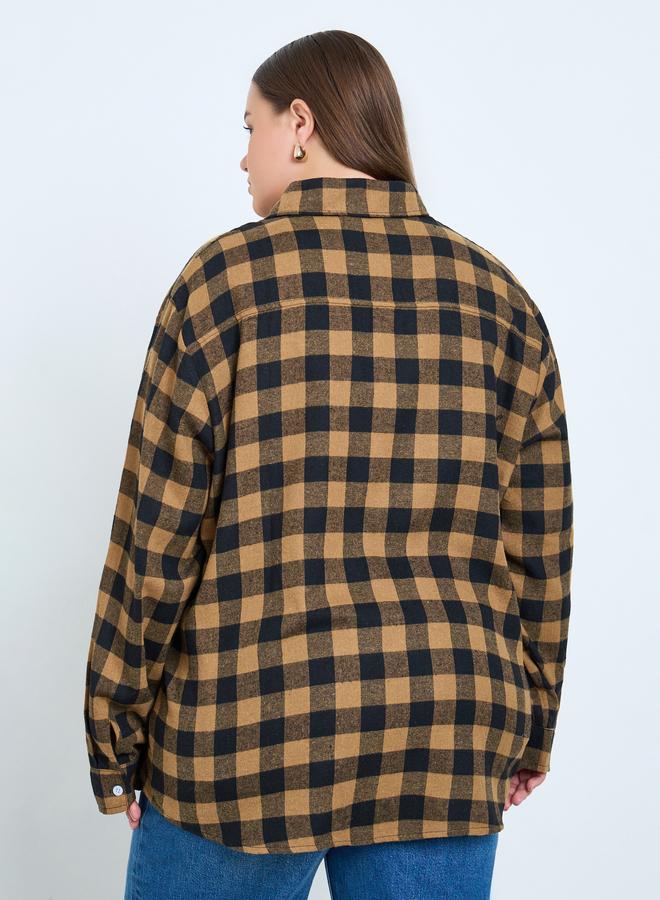 Styli Plus Size Plaid Flannel Oversized Shirt - Image 5