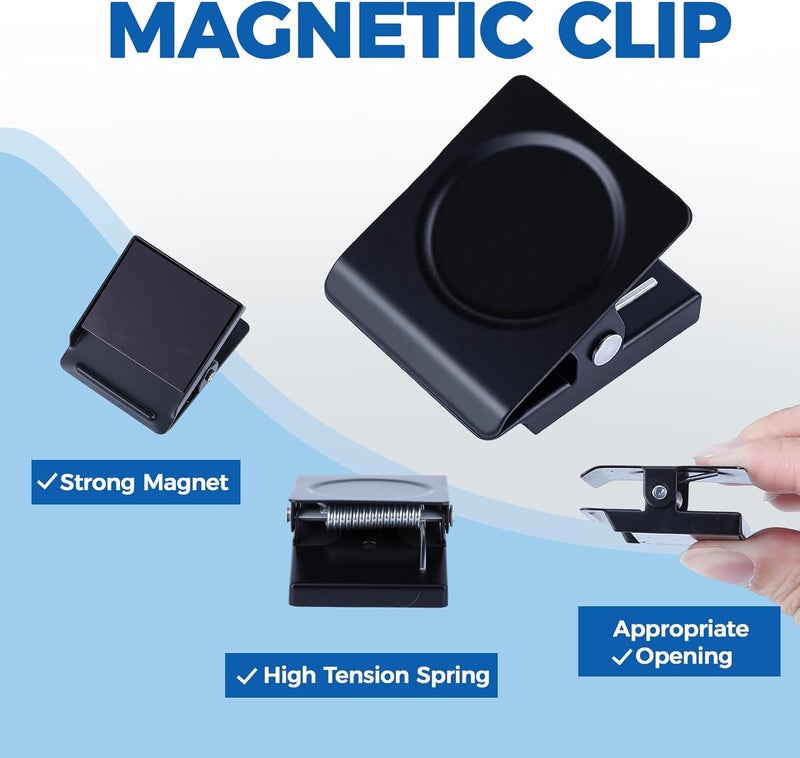 Thimmamma Magnetic Clips 1.5 inch, 12 Pack Heavy Duty Magnet Metal Clips for Hanging, Strong Magnet Clips for Whiteboard, Fridge, Classroom, Refrigerator, Black - Image 4