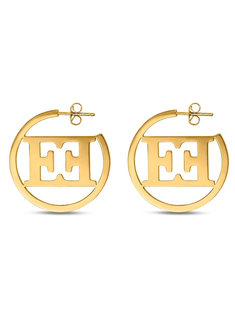 ESCADA Estelle Gold Plated Hoop Earrings with Cutout Logo