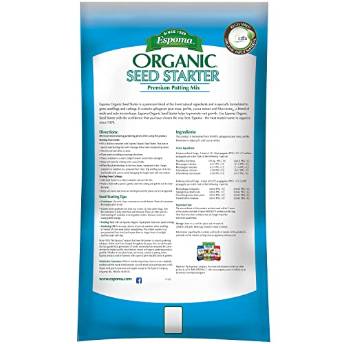Espoma Organic Seed Starter Premium Potting Soil Mix - All Natural & Organic Seed Starting Mix with Mycorrhizae. For Organic Gardening, 16 qt, bag - Pack of One - Image 2