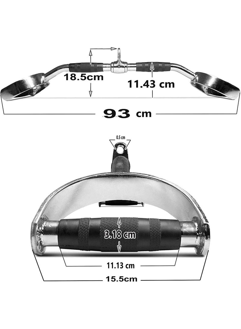بار تمارين سحب للأسفل مع وصلة كابل دوارة، تصميم منحني على شكل V من الكروم مع مقابض على شكل D ومقابض مطاطية مانعة للانزلاق، أداة قوية متعددة الاستخدامات لأجهزة الجيم لتمارين الظهر والكتف والذراع وتقوية العضلات – EM-9233-R، أسود/كروم - Image 5