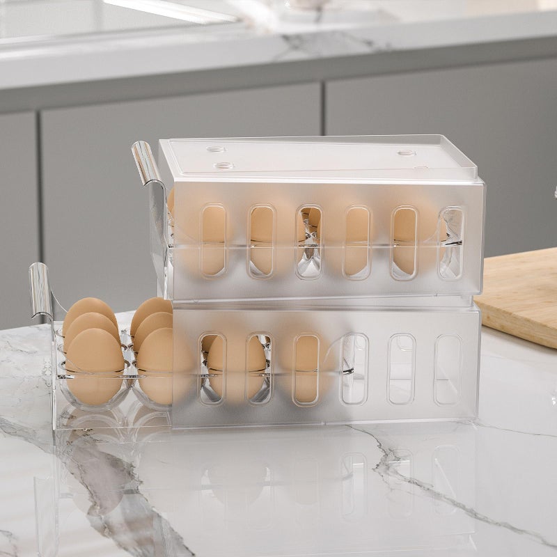 Ettori Egg Holder for Refrigerator Drawer Type Egg Container for Refrigerator BPA Free Fridge Organizer-12 Egg Storage,Stackable - Image 5
