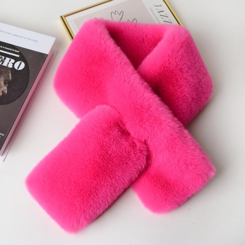 Newfancy Kids Winter Rainbow Scarf Gradient Cross Tie Collar Fluffy Fur Plush Shawl Wrap Neck Warmer for Toddler Girls Boys - Image 2